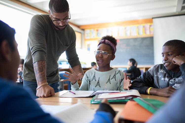 teacher with students in class