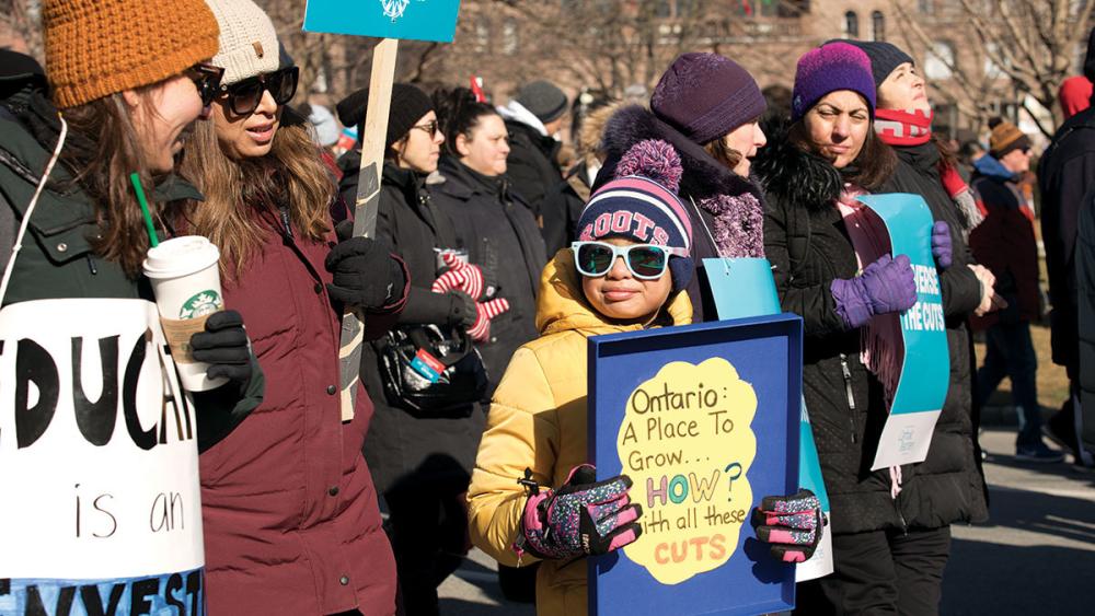 Protestors at Queens Park