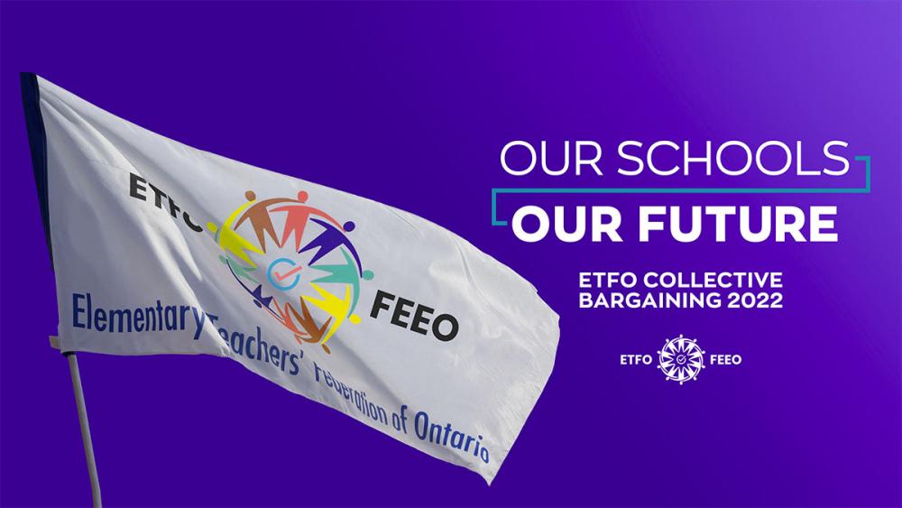 Graphic of ETFO flag for ETFO Collective Bargaining 2022