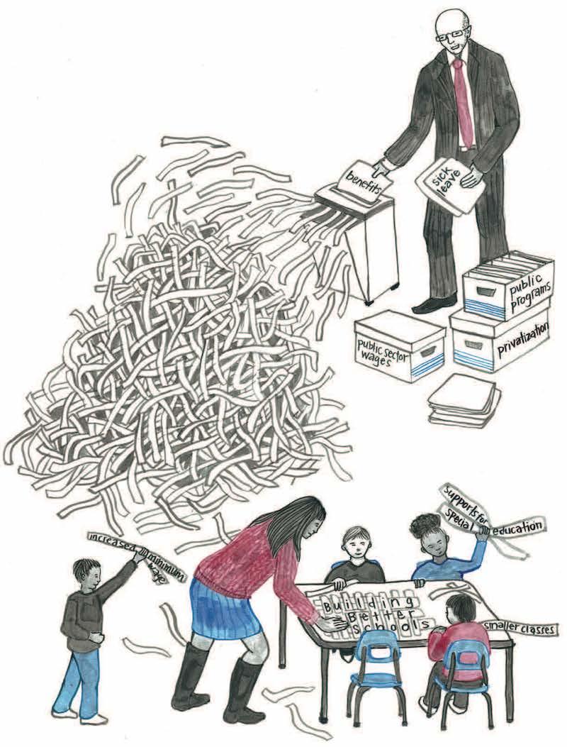 illustration of children playing with shredded documents