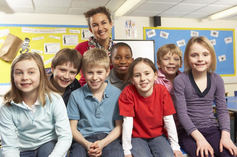 teacher with students
