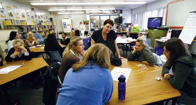 Teachers working together in groups