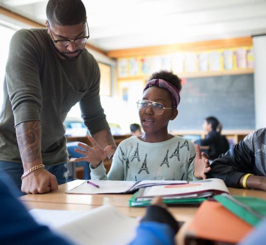 teacher with students in class