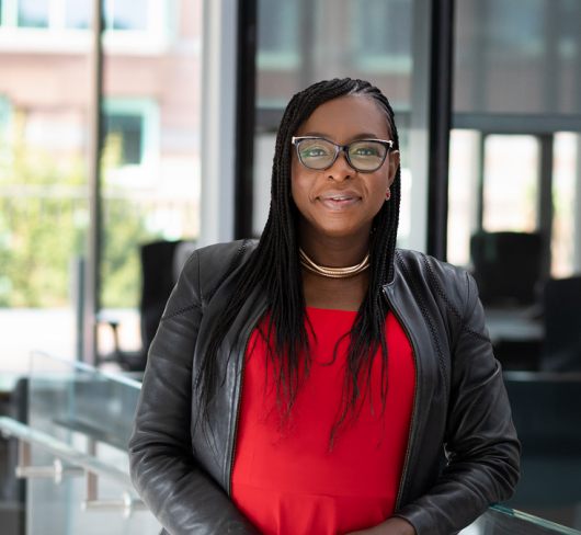 Karen Brown posing in ETFO office building