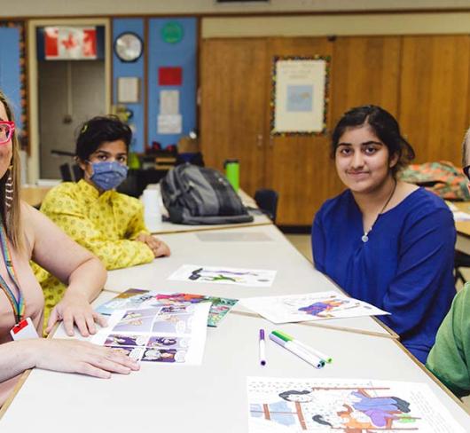 Melissa Sky with students