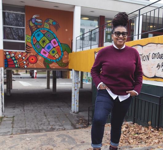 Tanitiã Munroe standing outside of school