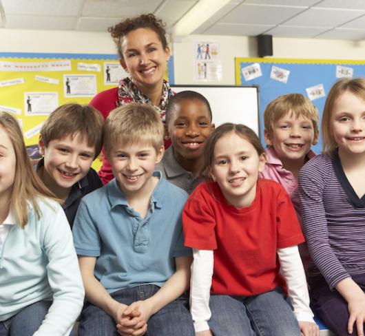 teacher with students