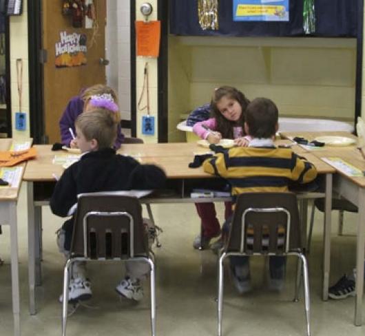 students working at desks