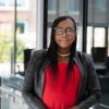 Karen Brown posing in ETFO office building