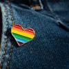 Pride pin on pair of jeans