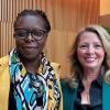 Marit Stiles and Karen Brown posing at ETFO headquarters